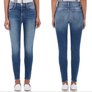 Frame Ali High Rise Skinny in Juniper Medium Wash Mid Rise Jeans Denim Size 25